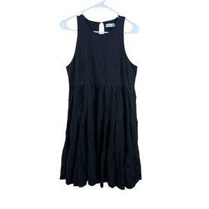 Civico‎ 51 Black 100% Linen Tiered Sleeveless Dress Made in Italy Size M